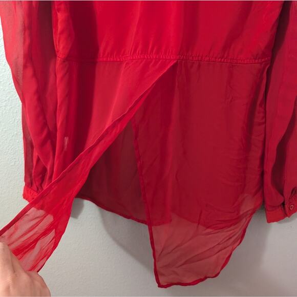 Free People Button Town Chiffon Tunic Top - Picture 4 of 5